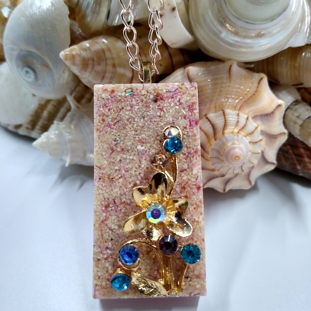 Bahamas Pink Beach Sand Jewelry Floral Bling